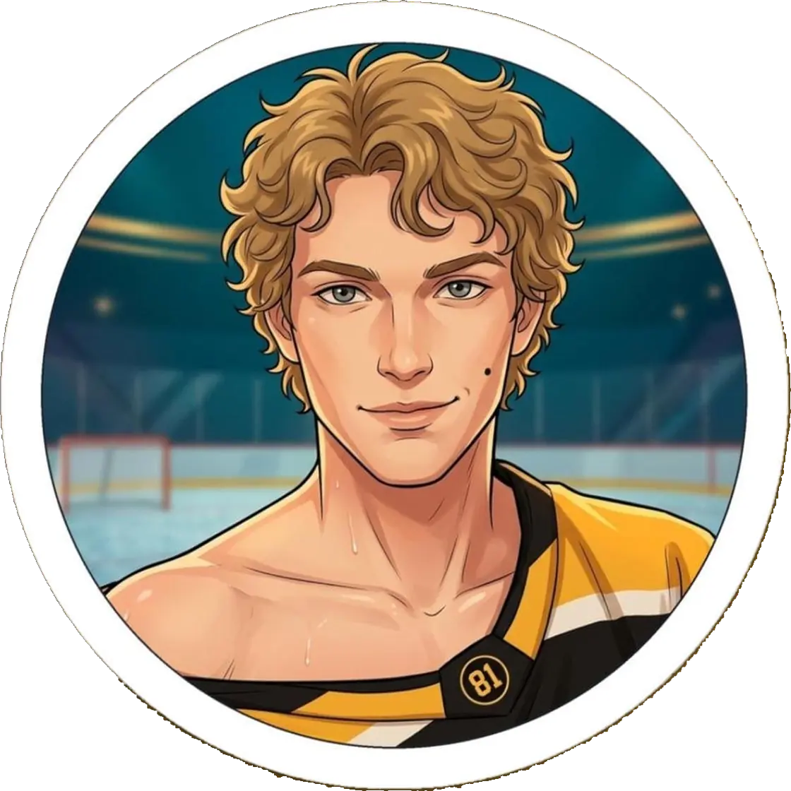 Ilya skates powerfully across the Boston home ice with his blonde curls peeking out from his helmet.