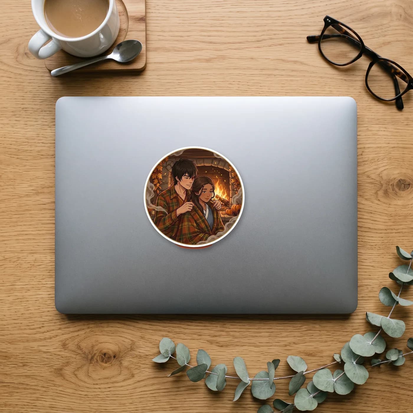 Zuko and Katara enjoy the changing autumn leaves in this peaceful scene of quiet companionship and warmth., view 2