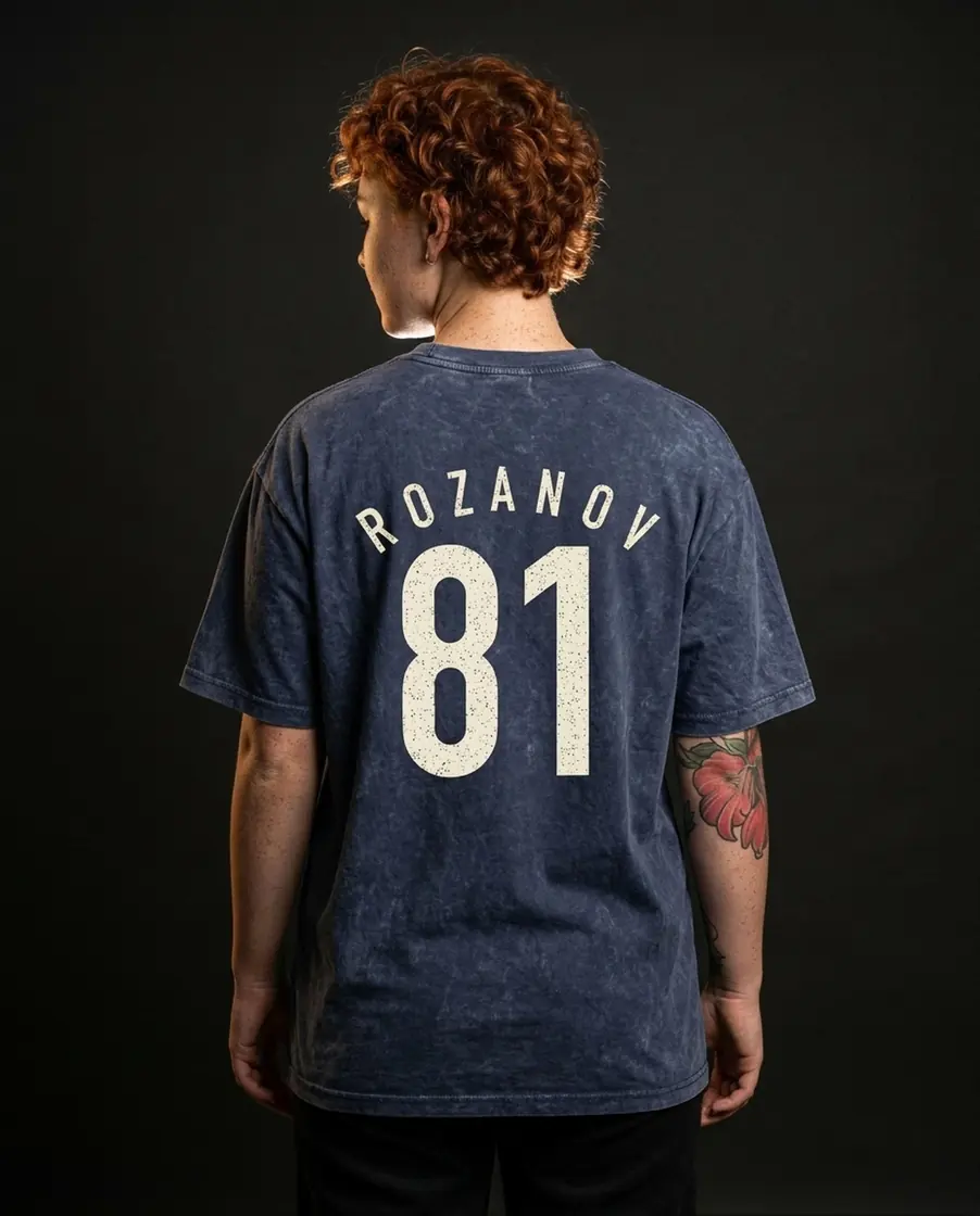 The recognizable name and number eighty one take center stage on a retro design honoring the formidable Russian hockey player.