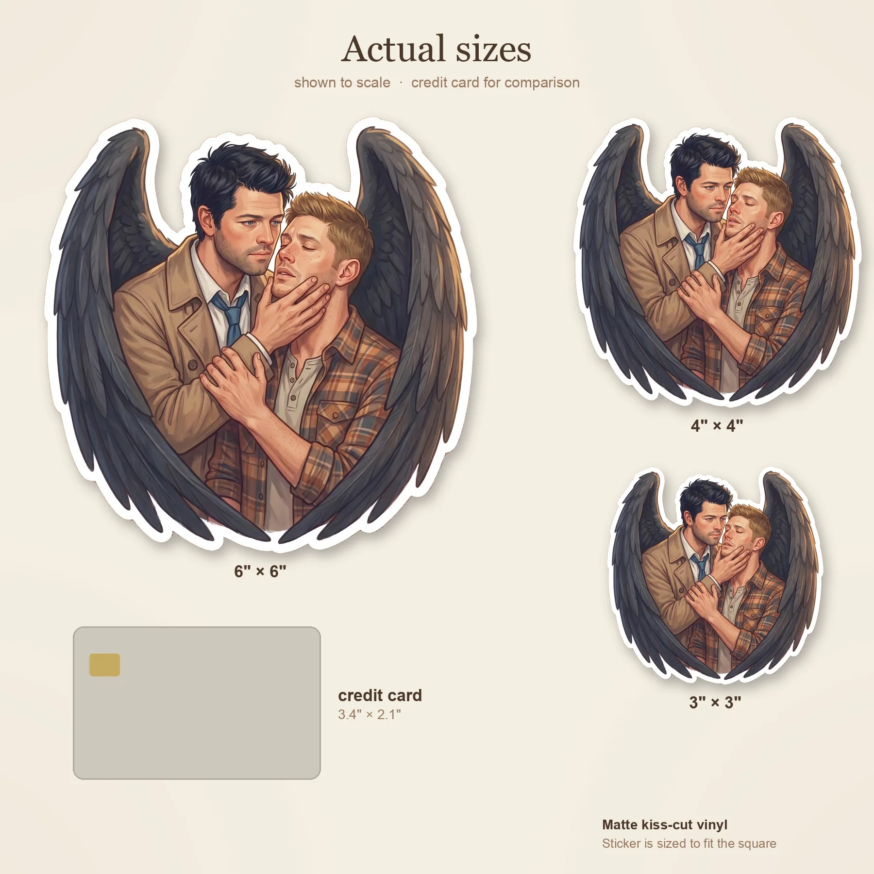 A fully winged Castiel gently cradles Dean's face in his hands during a moment of profound devotion., view 3