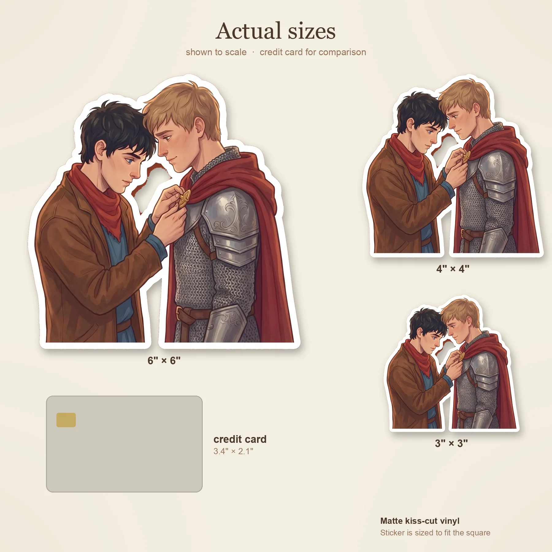 Merlin stands intimately close while fastening the heavy red royal cape around Arthur's broad armored shoulders., view 3