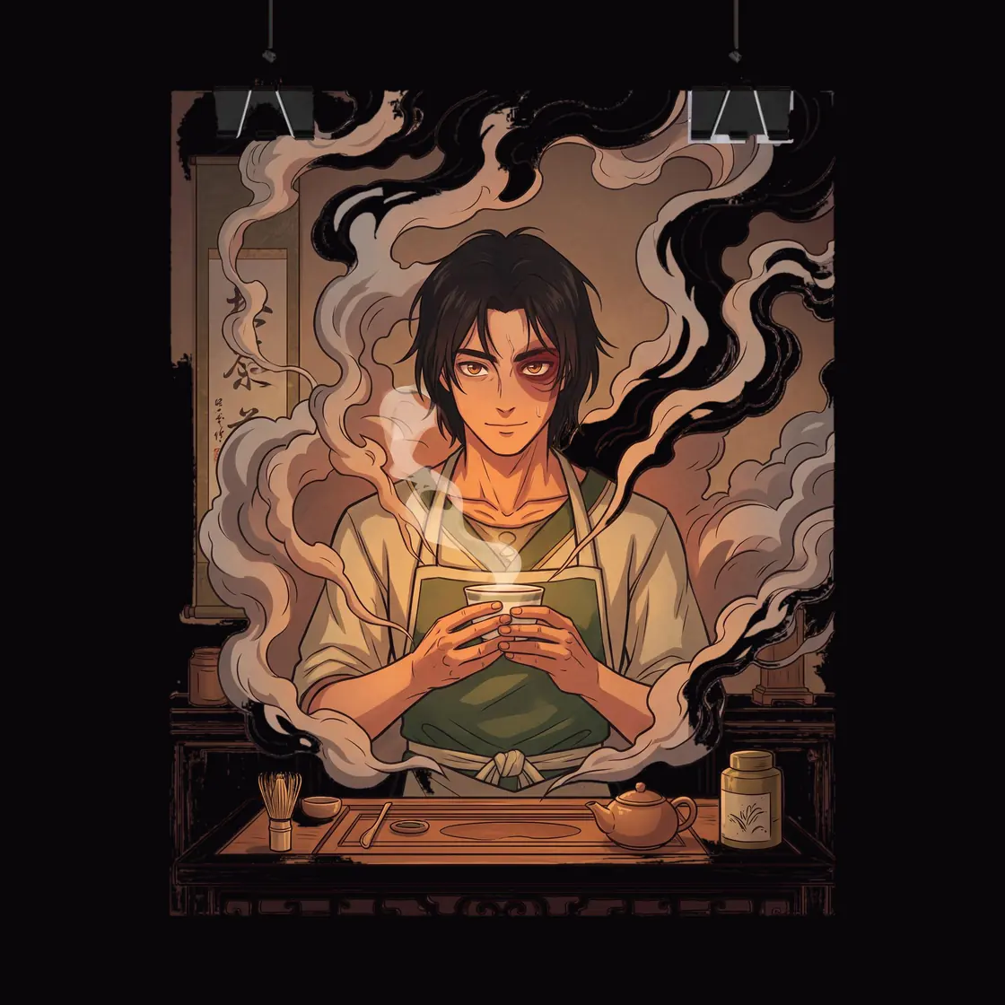 Zuko finds a moment of true peace while carefully brewing a pot of tea at the Jasmine Dragon.