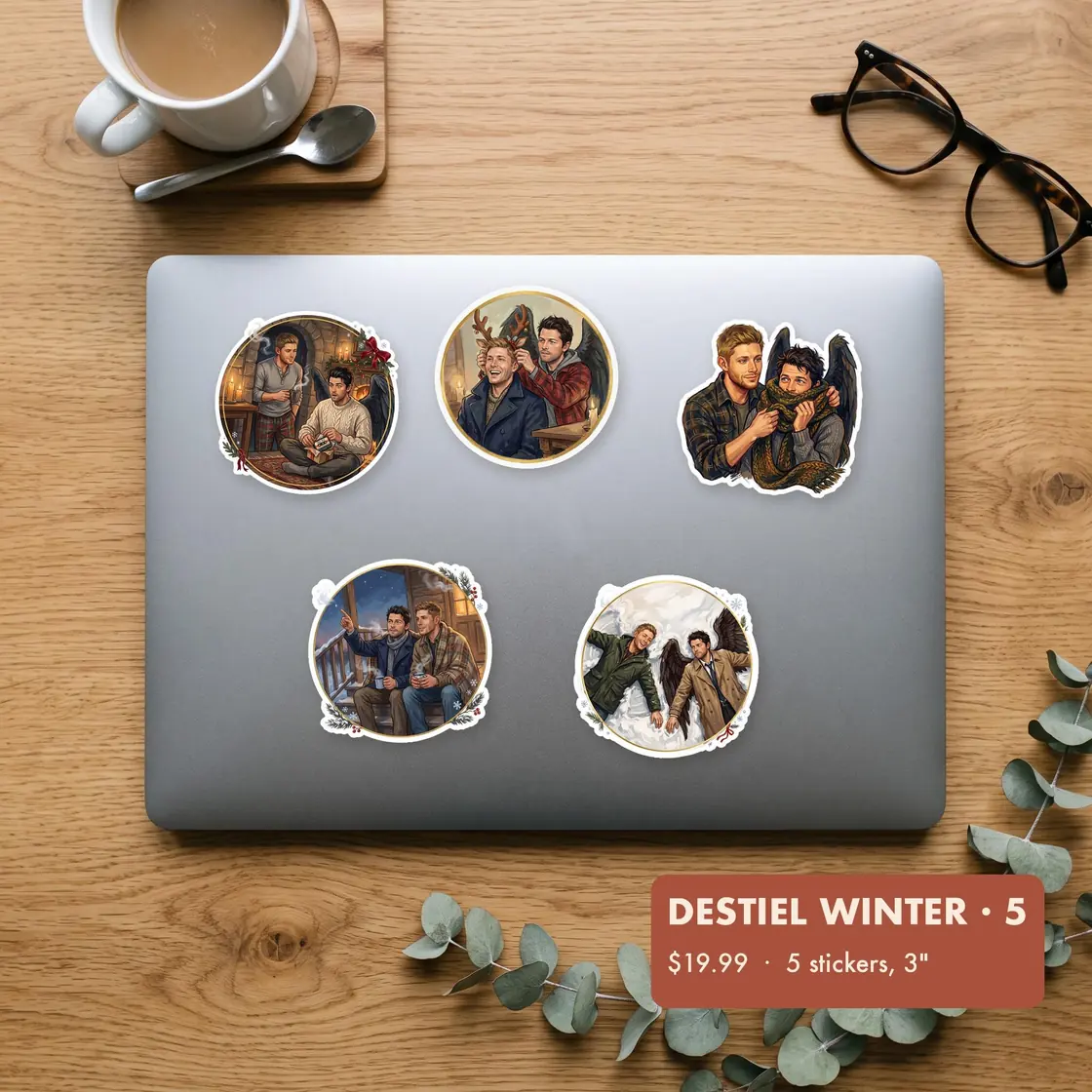 Dean and Castiel bundle up for a festive winter across a set of seasonal moments.