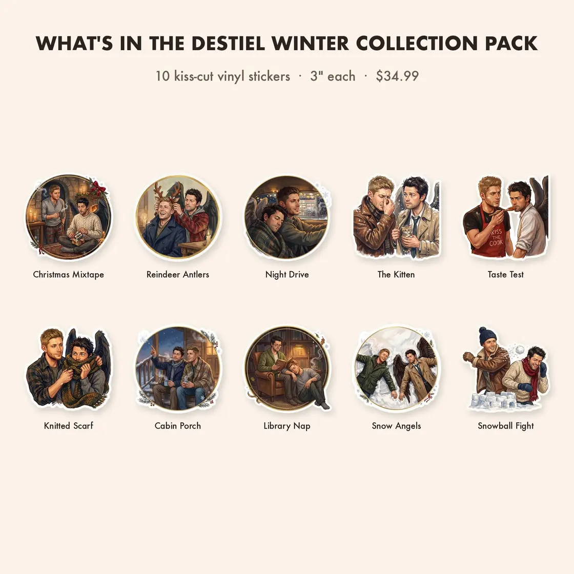Dean and Castiel share quiet holiday moments together in a cozy collection of seasonal scenes., view 3