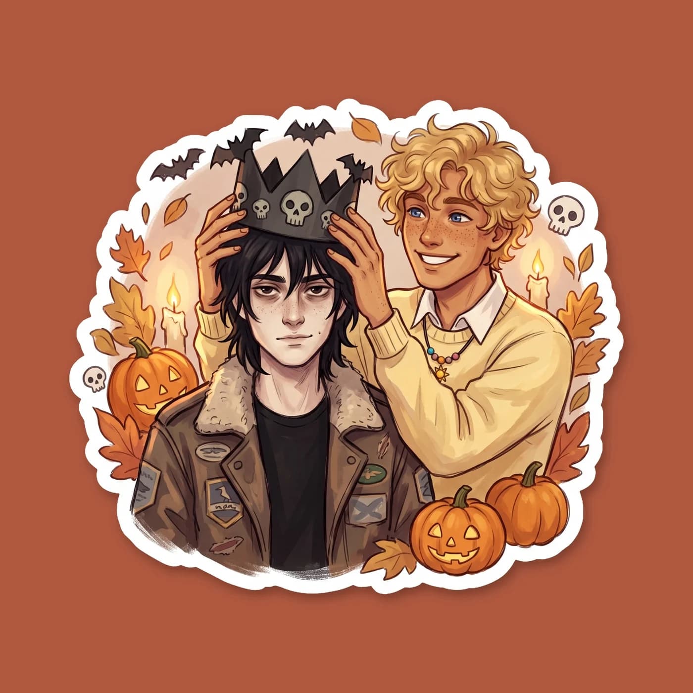 Nico di Angelo finally embraces his title as the Ghost King, wearing a shadowy, ethereal crown woven from underworld magic. He sits comfortably in his power, surrounded by swirling wisps of dark mist., view 2