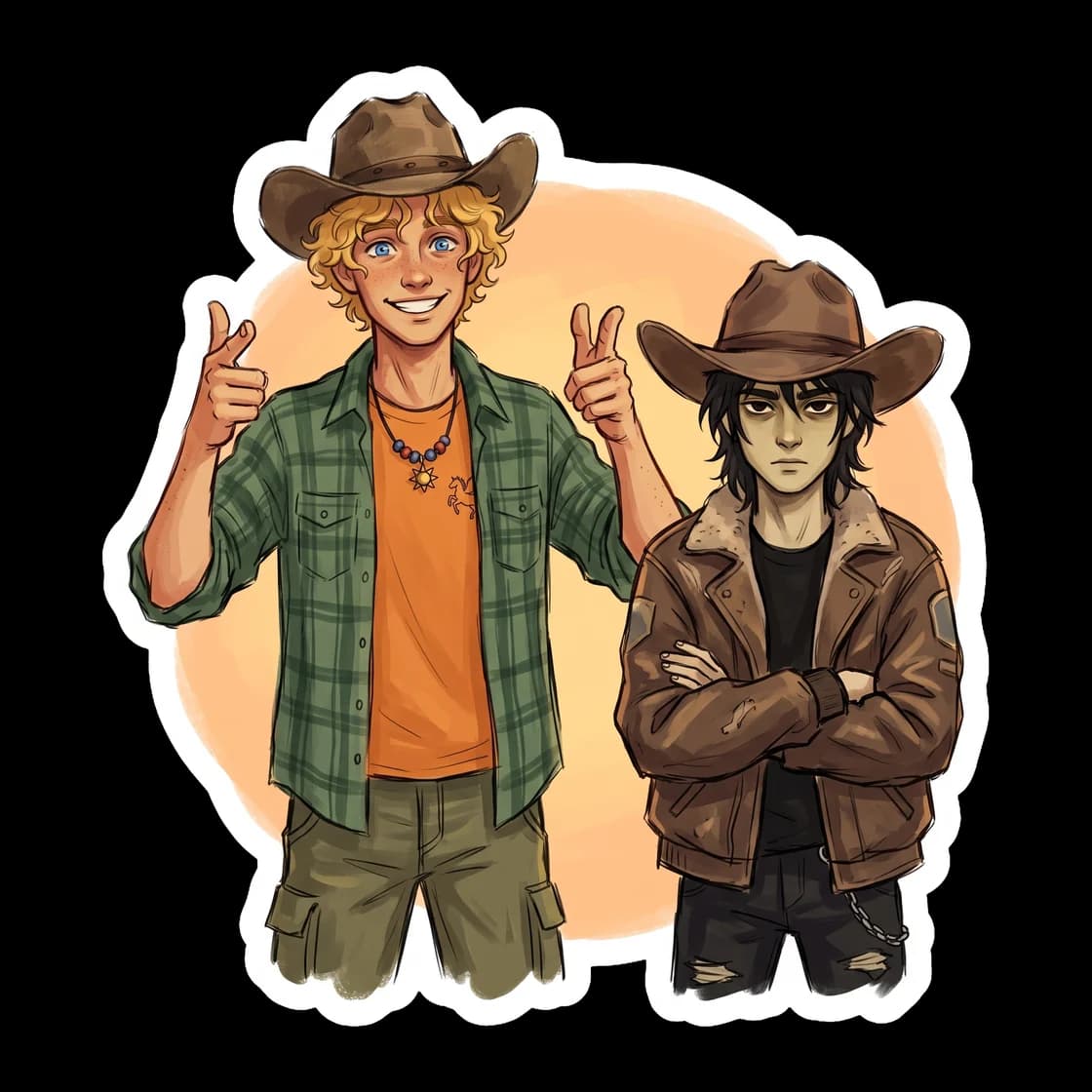 Will proudly wears his favorite Texas cowboy hat, and he has playfully placed a matching, slightly too big hat on Nico's head. Nico looks appropriately grumpy about the western aesthetic, but he refus