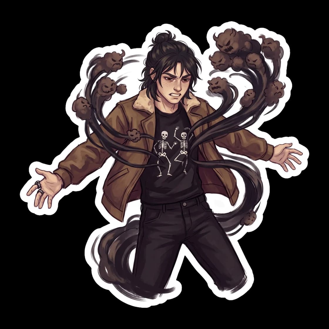 Nico draws the chaotic energy of the cacodemons into himself, shadows swirling fiercely around his slender frame. The artwork shows the immense toll and raw power of the ghost king commanding the unde