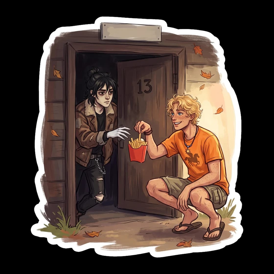 Will successfully coaxes a stubborn Nico out of the shadows by offering a fresh carton of salty french fries. Nico tries to maintain his dark and brooding reputation, but the golden crispy bribe is cl