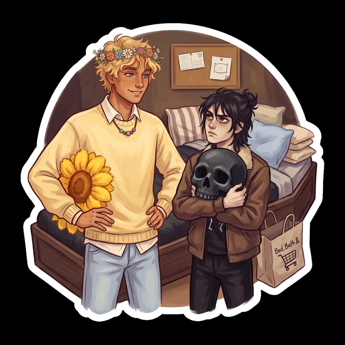 Will brings an armful of potted sunflowers and bright fairy lights to banish the gloom from the Hades cabin. Nico watches from his bunk as his dark sanctuary gets an inevitable dose of Apollo sunshine