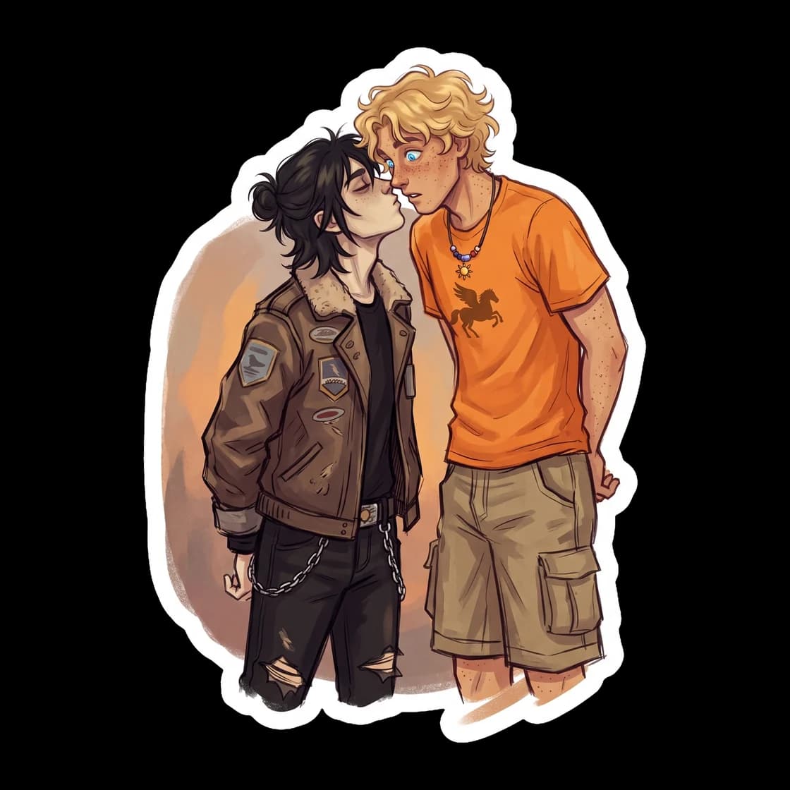 Will leans down to press a soft kiss to the bridge of Nico's nose in the quiet shade of the woods. Nico closes his eyes and leans into the affection, a rare display of vulnerability away from the othe