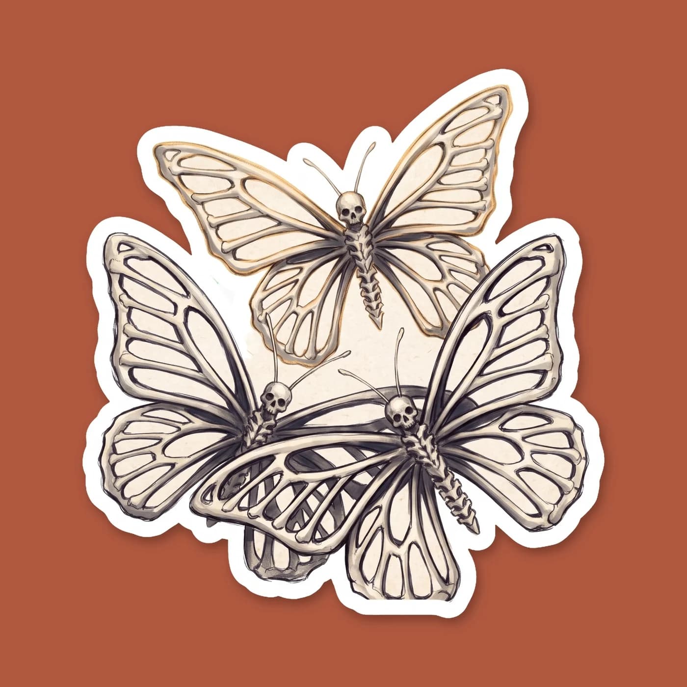 A swarm of tiny bone-winged butterflies fluttering out of a shadow. It captures the memorable moment of Nico getting nervous around Will and manifesting undead butterflies in his stomach. A romantic a, view 2