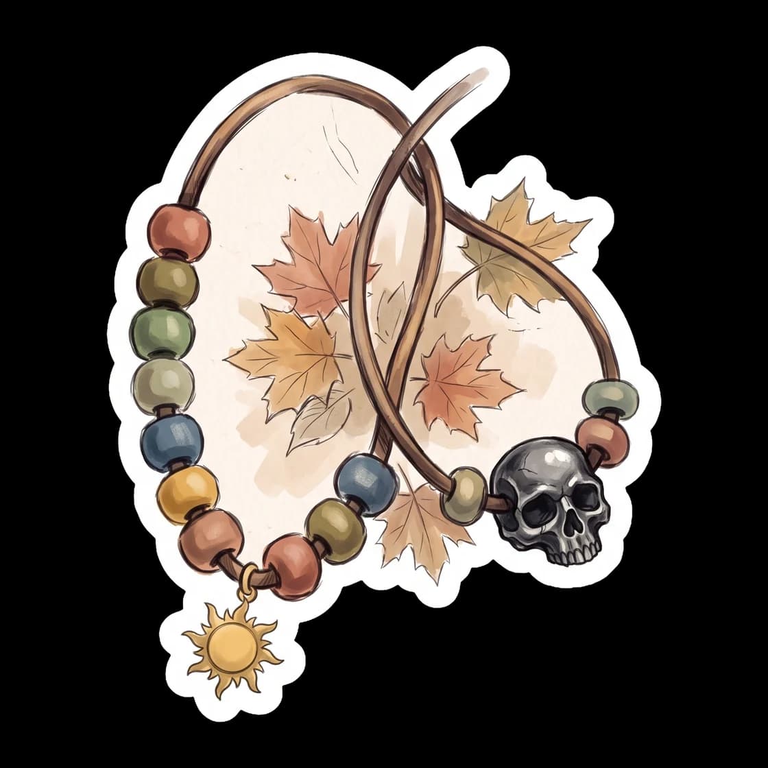 Two leather camp necklaces rest together, their painted clay beads tangled in a gentle knot. It symbolizes the intertwining of their paths at camp, bringing together a history of quests and a shared h