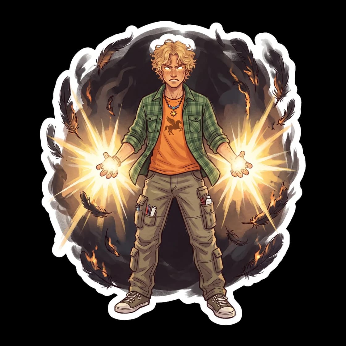Will taps into the more destructive side of his Apollo heritage, radiating an intense heat that scorches the darkness around him. His usually gentle demeanor is replaced by the fierce, protective ener