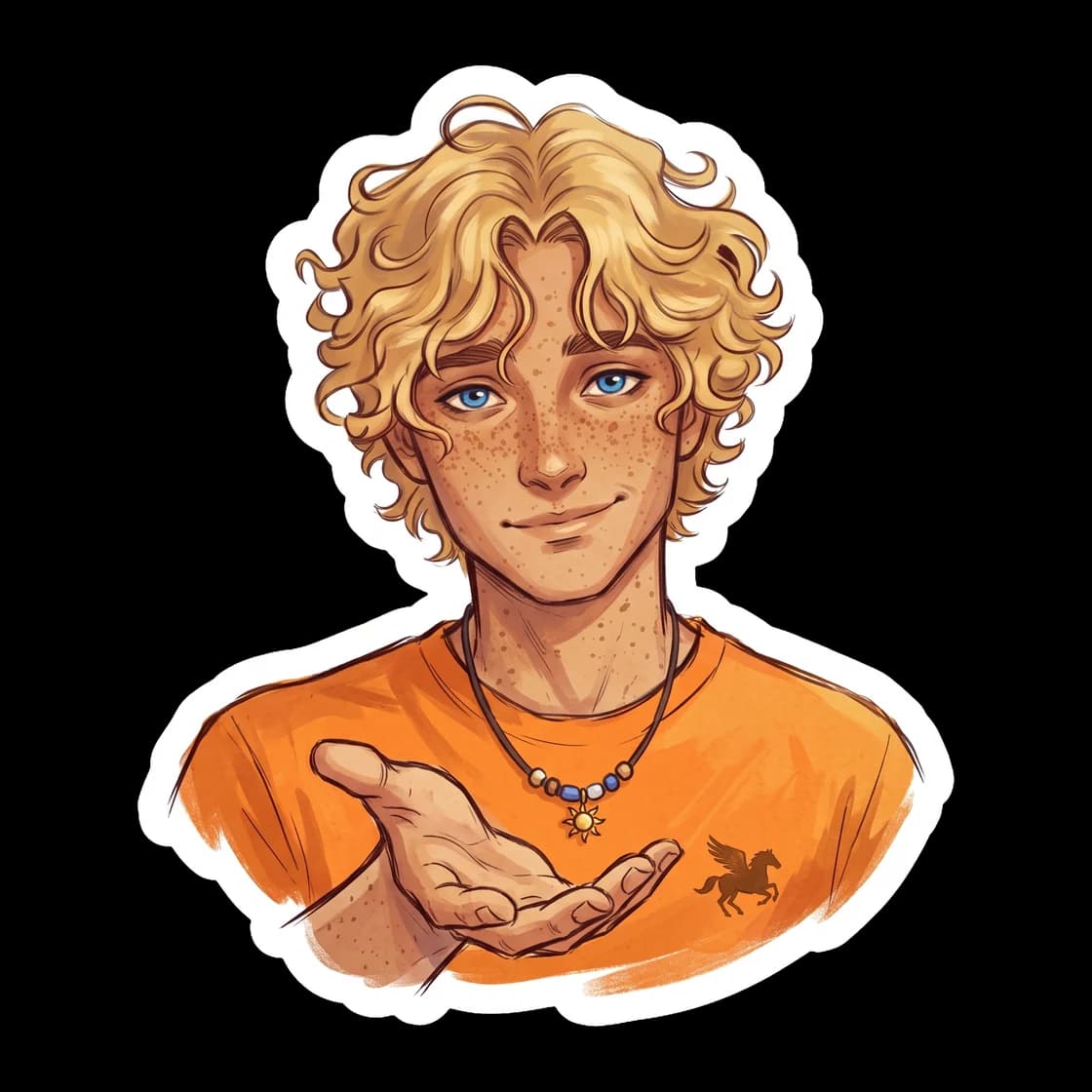 This design captures Will giving a warm, reassuring smile that could light up the darkest corners of camp. It is a gentle nod to his approachable nature and the quiet strength he offers to those aroun