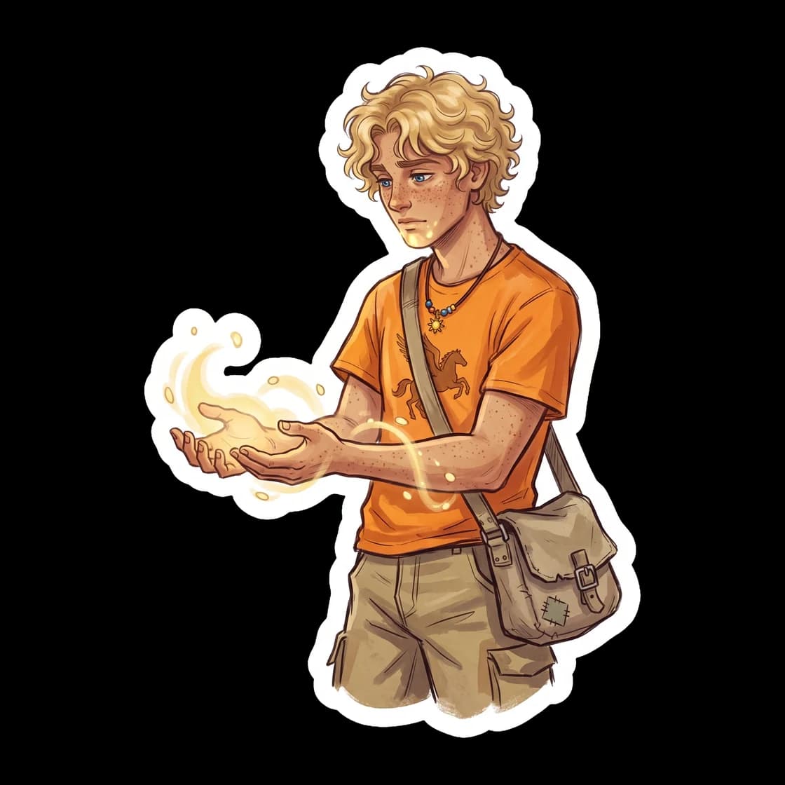 This sticker features Will channeling his divine healing abilities, his hands glowing with the warm, golden light of his father. It reflects his dedication as head counselor and his vital role in keep