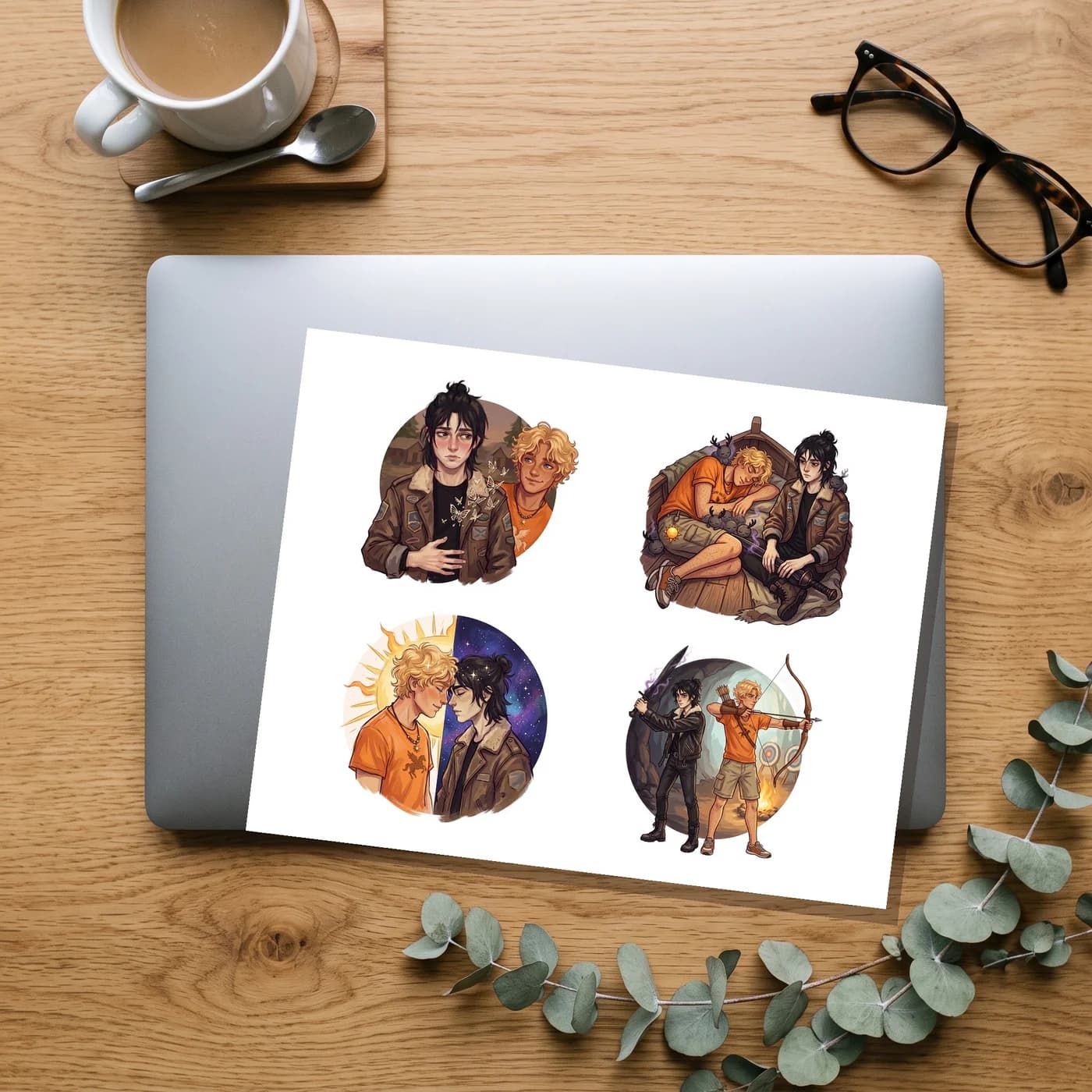 Four Solangelo stickers on one 11 x 8.5 inch sheet, about 4 inches each., view 2
