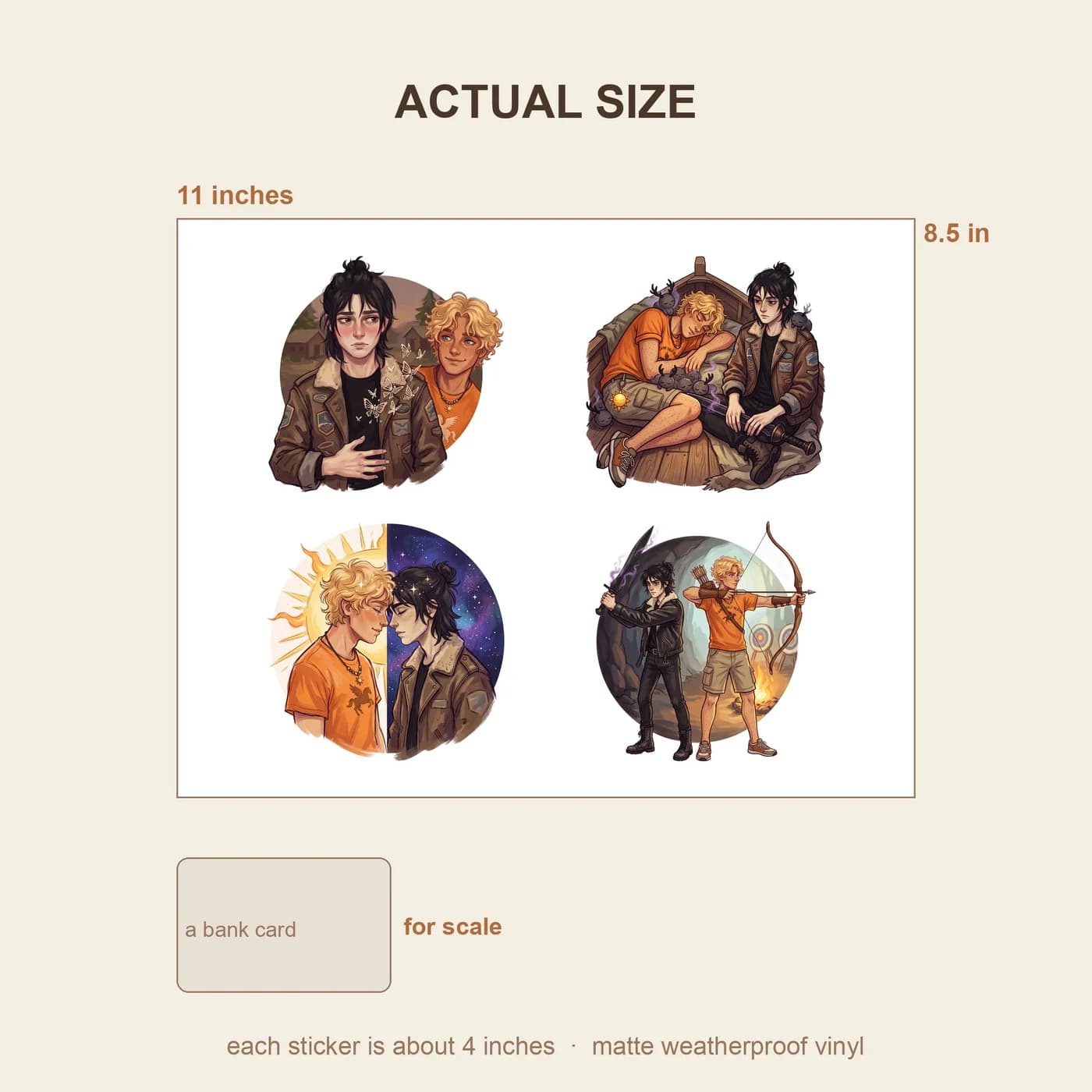 Four Solangelo stickers on one 11 x 8.5 inch sheet, about 4 inches each., view 3