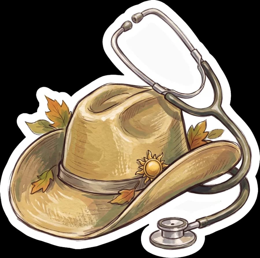 Cowboy hat and stethoscope