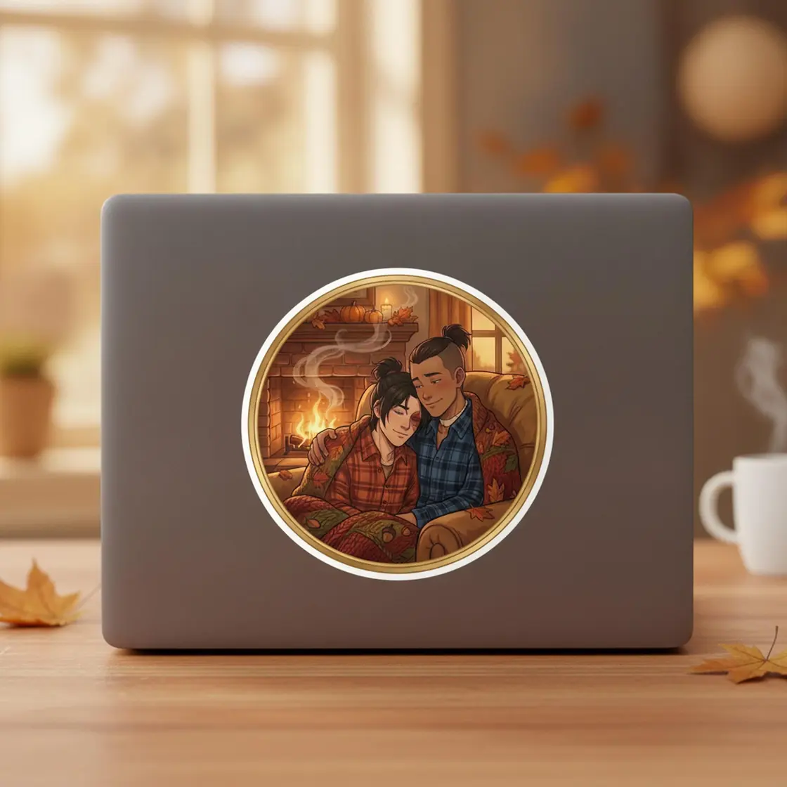 Zuko and Sokka share a quiet autumn moment surrounded by falling leaves and a crisp seasonal breeze., view 4