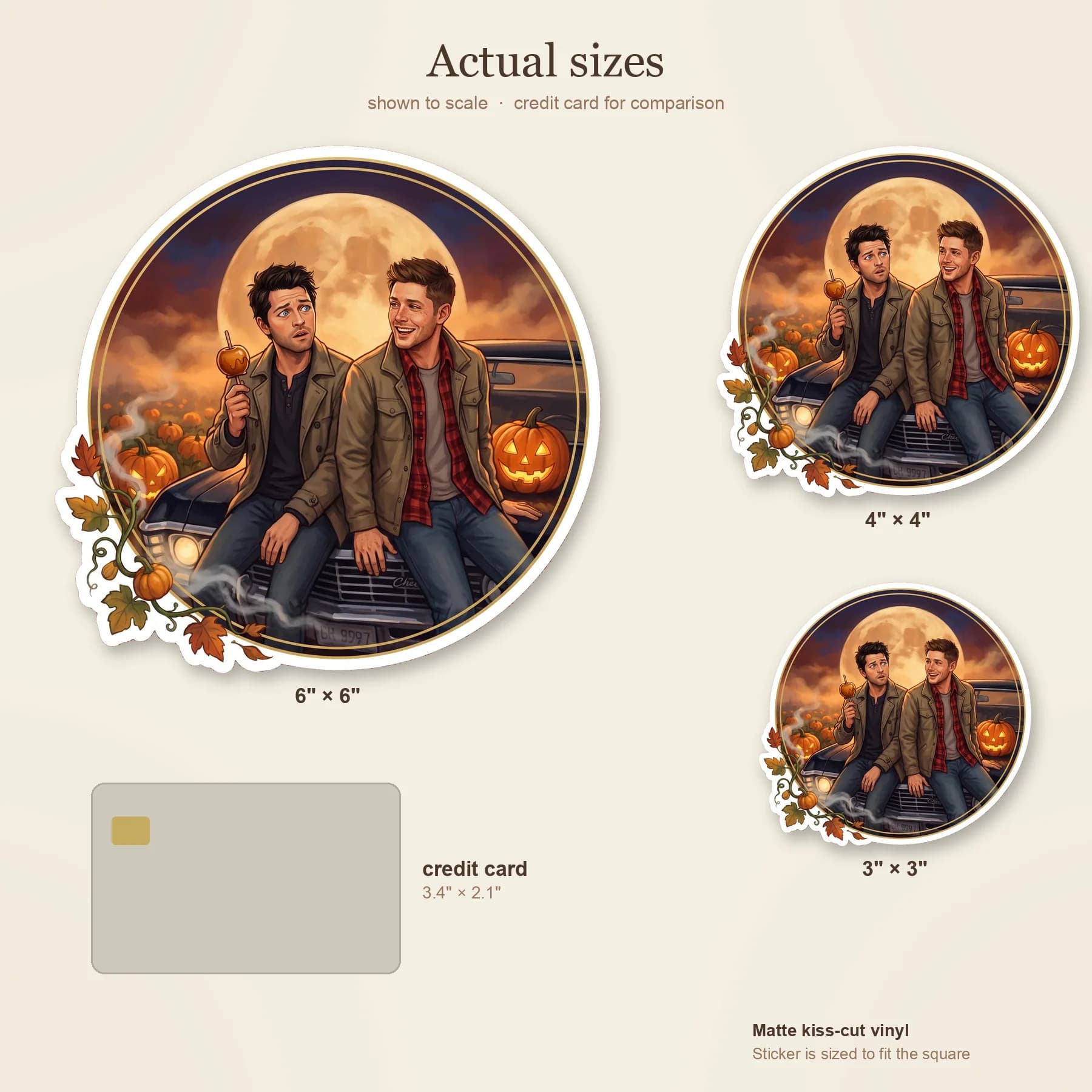 Dean and Cas lean against the hood of the Impala while enjoying a peaceful autumn trip to the pumpkin patch., view 3