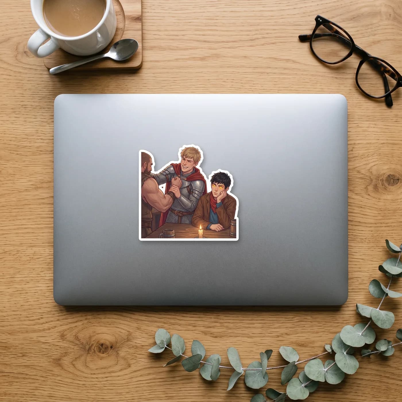 Merlin uses his golden-eyed magic to subtly assist Arthur during a highly competitive tavern arm wrestling match., view 2