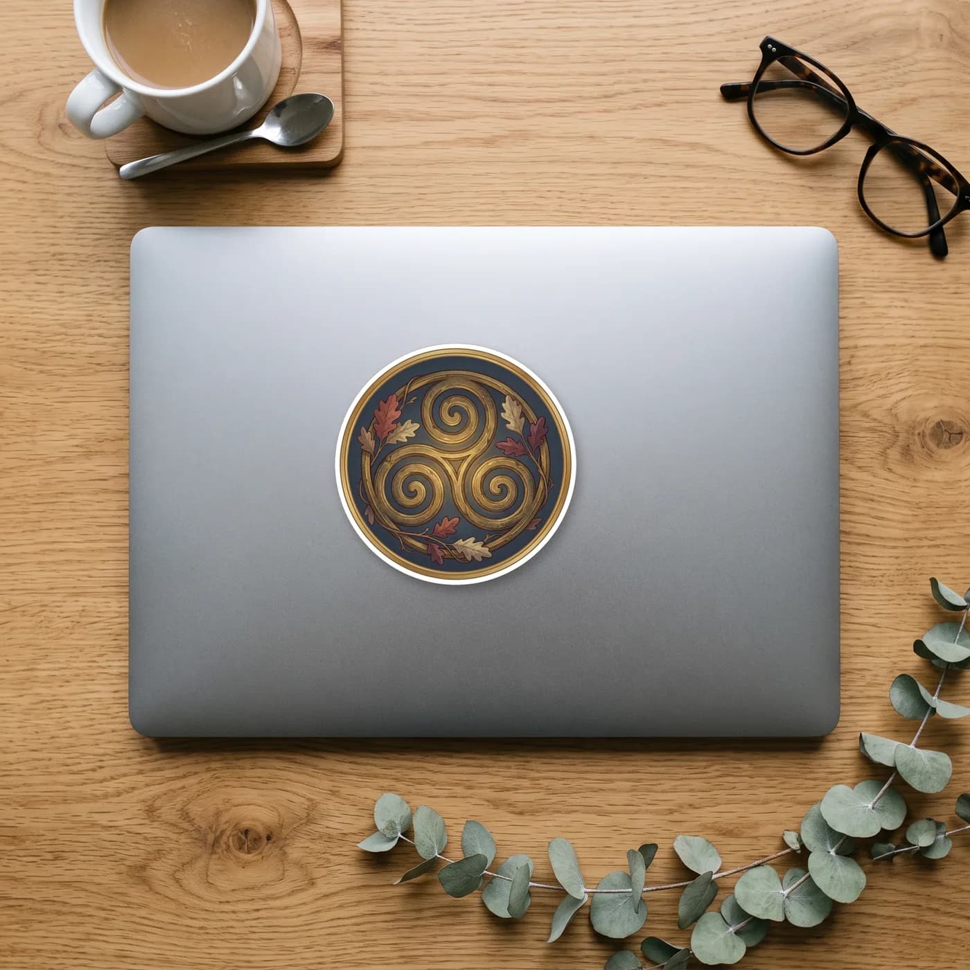 The ancient druid triskelion features three spiraling arms symbolizing the profound magic of the Old Religion., view 2