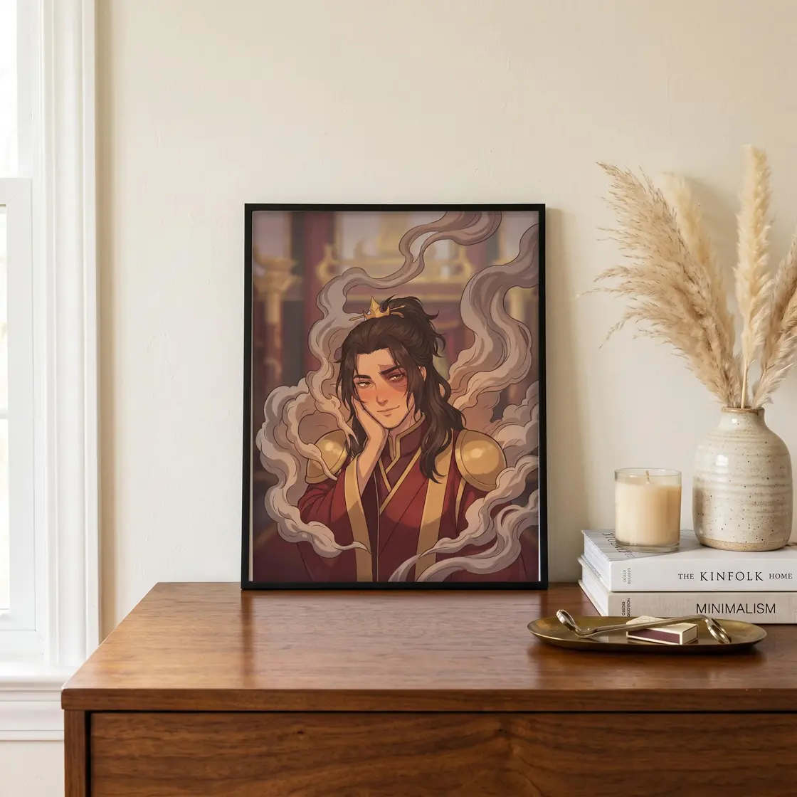 Fire Lord Zuko offers a rare and gentle smile with a soft blush spreading across his usually serious face., view 4
