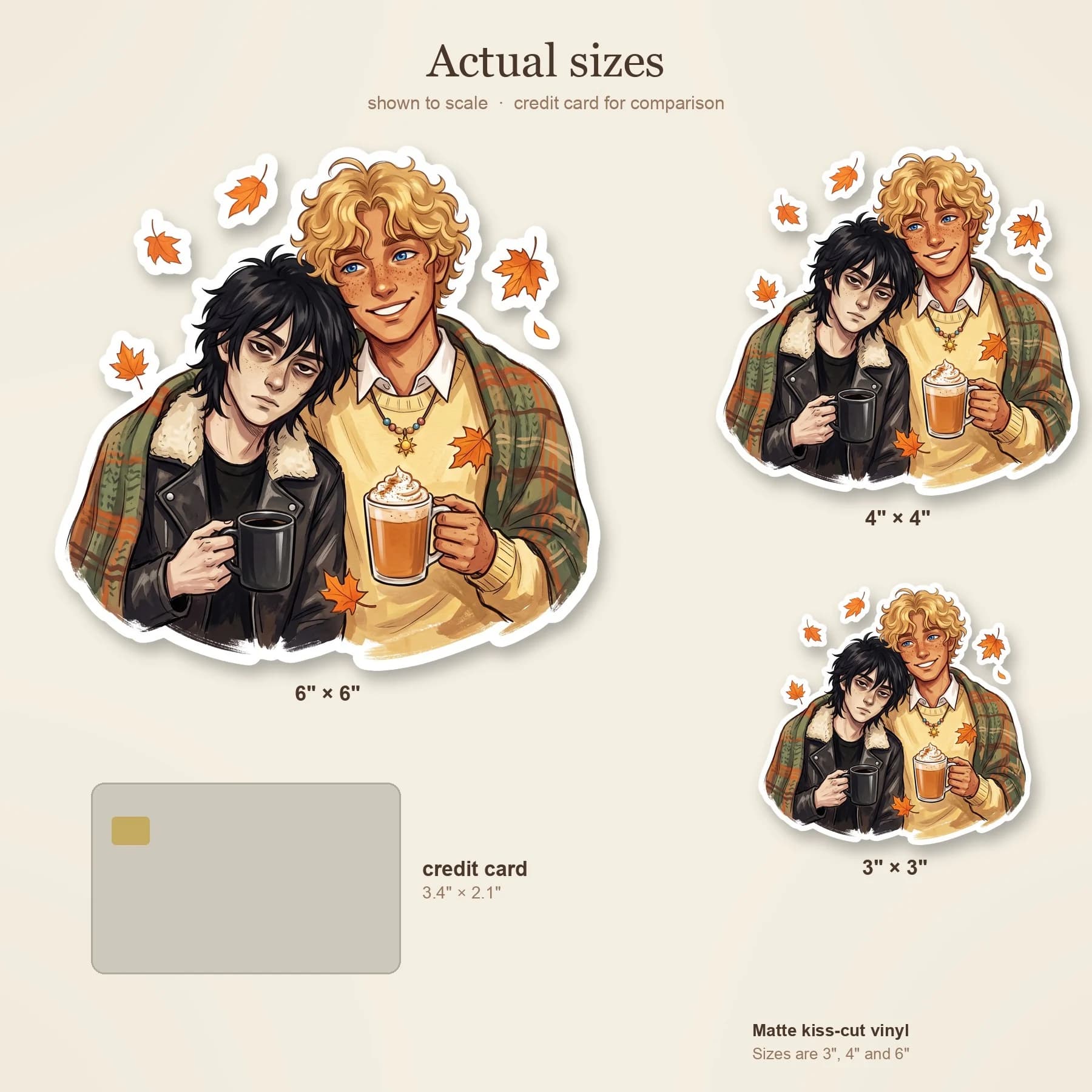 Will radiates bright pumpkin spice autumn energy with a warm scarf and a seasonal latte, while Nico stands beside him radiating pure dark underworld vibes. The contrast perfectly captures their dynami, view 4