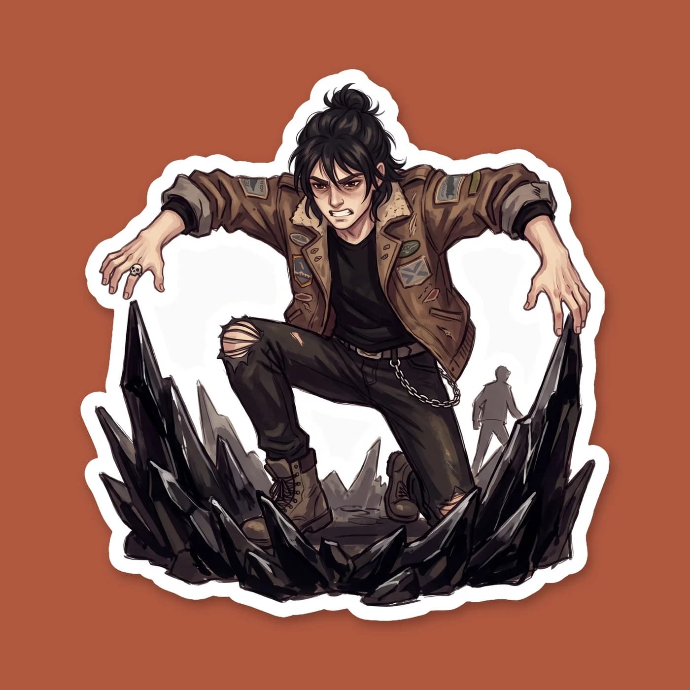 Nico commands the very bones of the earth, raising a massive chthonic wall of jagged rock and dark soil to protect his allies. The artwork displays his fierce concentration and deep connection to the , view 2