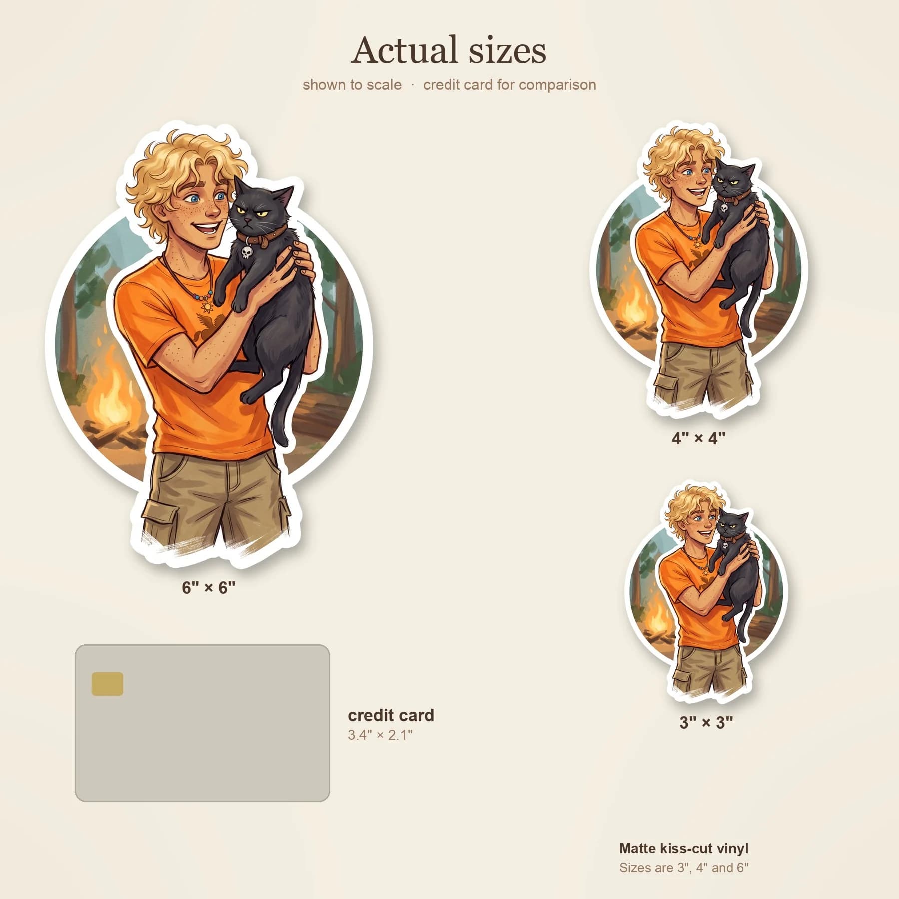 Nico is depicted as a grumpy black cat wearing a tiny skull shirt, glaring affectionately at the viewer. A small golden sun charm dangles from his collar, hinting at a certain son of Apollo who defini, view 4