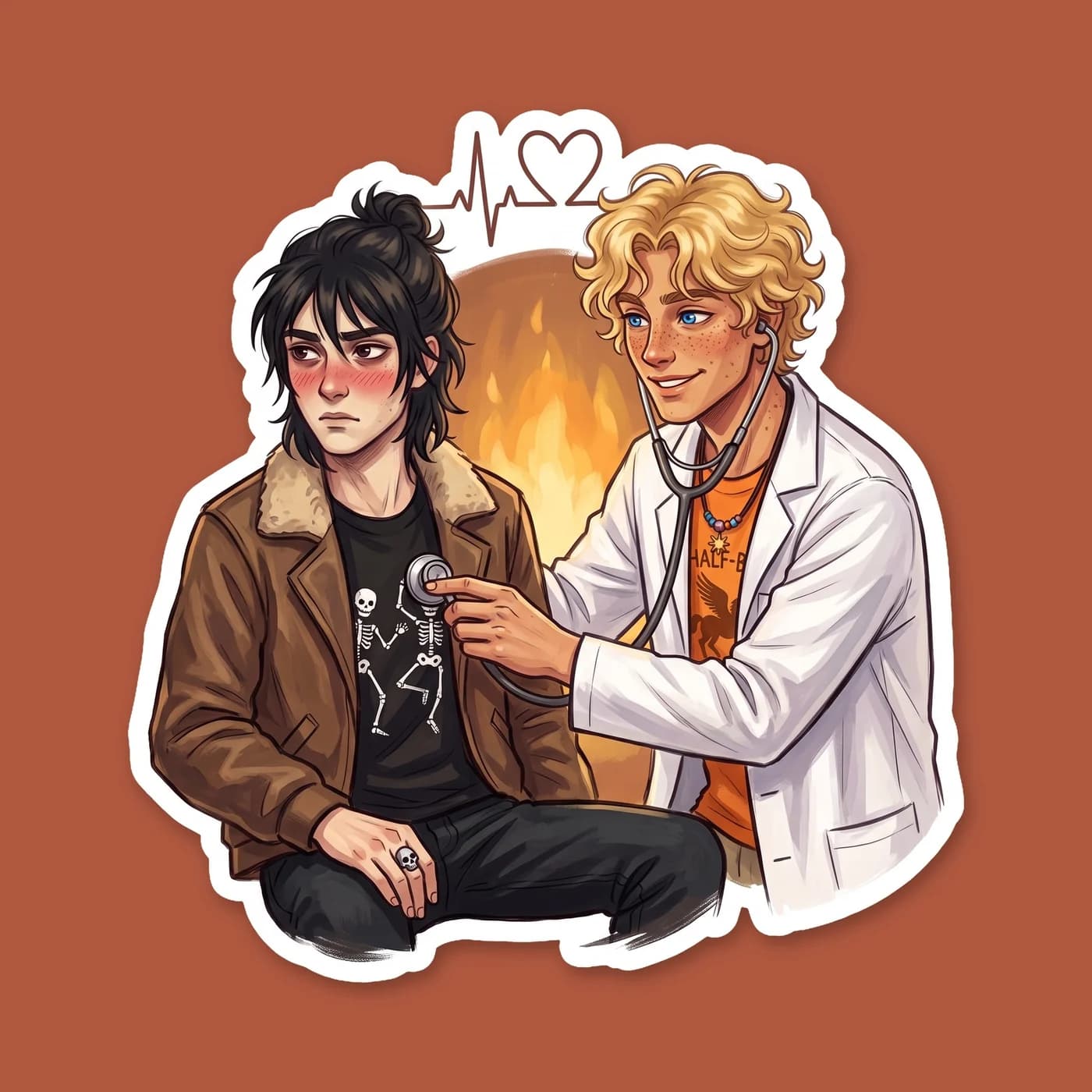Will in his element at the camp medical bay, wearing his stethoscope with a knowing look. This design captures the moment the head counselor of cabin seven realizes his favorite patient is hiding an i, view 2
