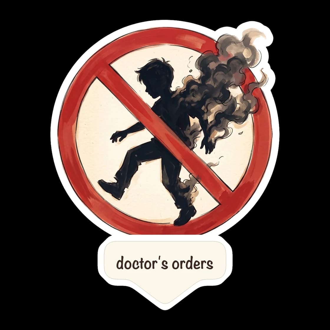 A mock medical warning sign straight from the camp infirmary. Scribbled in Will's messy handwriting, it officially bans Nico from shadow traveling for three days. Complete with a clipboard graphic and