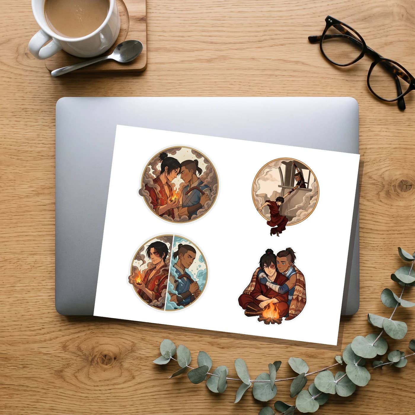 Four Zukka stickers on one 11 x 8.5 inch sheet, about 4 inches each., view 2