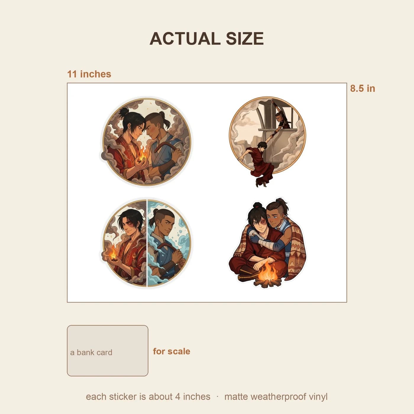 Four Zukka stickers on one 11 x 8.5 inch sheet, about 4 inches each., view 3